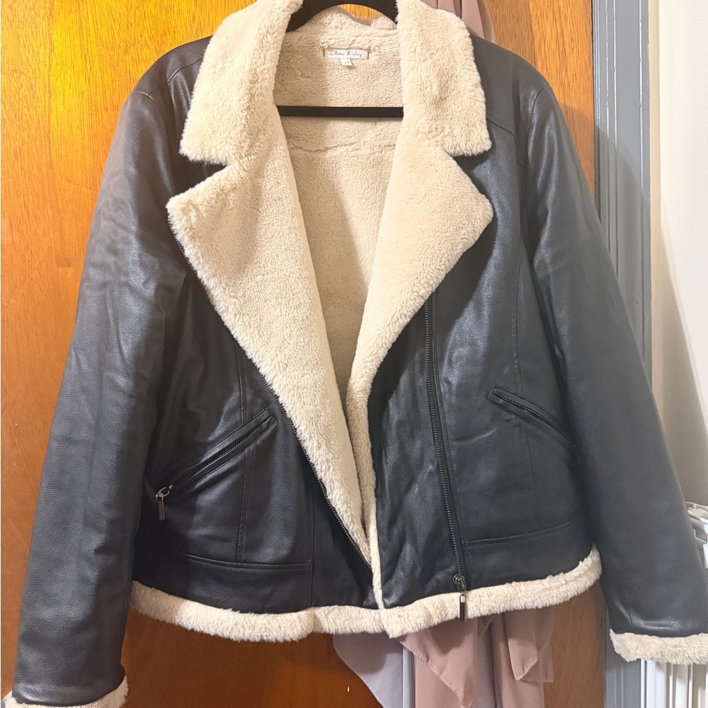 Willow & Clay Black and Cream Leather Jacket